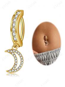 CIZME 14g 316L Surgical Steel Women's Navel Piercing Jewelry - Butterfly, Snake, Evil Eye, Heart, CZ, Opal Dangle Navel Rings, Minimalist Reverse Navel Rings Body Piercing Accessories - Gold - View 15