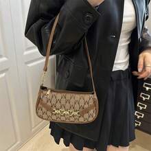 Fashionable Versatile Casual Letter Jacquard Shoulder Bag - Brown - View 10