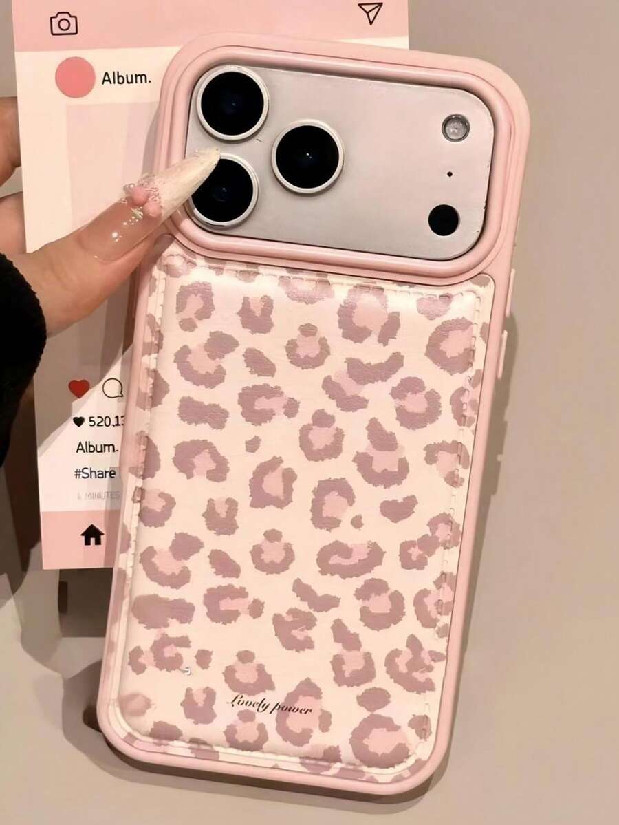 粉色豹纹软壳,兼容 17 Pro Max、15、16、15P、13P,简约防摔设计 - 粉色 - 查看 1