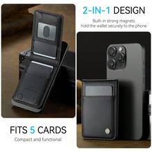LC.IMEEKE 1 chiếc ví da PU từ tính có nam châm, kèm giá đỡ thẻ, phụ kiện tương thích với iPhone 17 16 15 14 13 12 Pro/Pro Max/Plus/Mini dành cho nam, ví đựng tiền mini, ví cầm tay, ví nhỏ đựng thẻ, vật dụng cần thiết khi đi du lịch. - màu đen - Xem 6