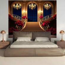 一款奢华的宫殿背景幕布，采用灯光和拱门设计，由耐用的涤纶面料制成，无需用电。非常适合客厅、卧室、办公室以及室内外活动，并提供多种尺寸和场景选择。 - 11 - 查看 3