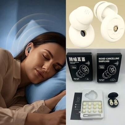 1 Set de tapones de oído premium a prueba de ruido (estuche de almacenamiento elegante + 6 puntas de repuesto + 1 par de espuma de memoria bloqueadora de ruido + 1 pinza), tapones de oído aislantes de sonido suaves y elásticos especializados para dormir, estudiar y reducir el ruido - un regalo pensativo para estudiantes y amigos