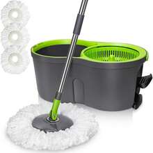 Spin Mop Bucket System Pedal Spin Mop And Bucket With Wringer Set,EasyWring Microfiber Mop With 3 Mop Pads,360°Spinning Floor Cleaning System - Home & Office Suitable - A - 查看 2