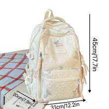 1pc New Stylish Fresh & Sweet Rhombus Butterfly Backpack, Lightweight Large Capacity Backpack For Middle/High School Students, Fashionable Laptop Bag, Travel Bag - Diamond Pattern Butterfly Backpack - View 12