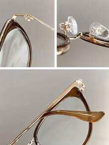 1 Stück Damen Retro Mode Katzenaugen Brille, geeignet für tägliche Ausflüge, Urlaub, Strand, Outdoor Kombinationen - Mokkabraun (graue Flocken) - Übersicht 3