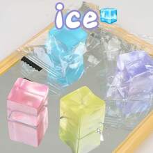5 piezas/10 piezas/15 piezas/20 piezas Juguetes antiestrés para apretar cubos de hielo, cubos de hielo falsos de sal marina de rebote rápido y transparentes para aliviar el estrés - Multicolor - Ver 4