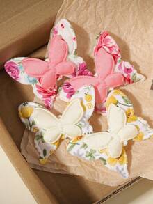 6pcs Double-Layer 3D Floral Butterfly Hair Clips, Fashion Accessories - Multicolor - View 7