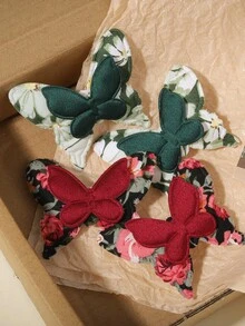 6个双层3D立体花朵蝴蝶发夹，时尚配饰 - 混合色 - 查看 7