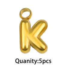 5 mặt dây chuyền chữ cái tiếng Anh bằng thép không gỉ mạ vàng, nguyên liệu tự làm trang sức cho vòng cổ, vòng tay, xâu hạt. - tự làm lấy - Xem 23