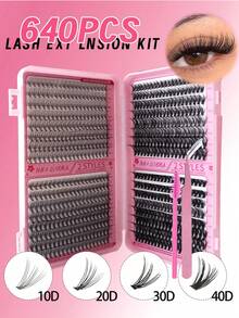 640pcs D-Curl Faux Mink Lashes, High Capacity Individual Lashes, Suitable For Beginners And Professionals DIY Use At Home. 30D+40D+50D+60D+80D+100D Mixed Style Lash Book - D - View 15