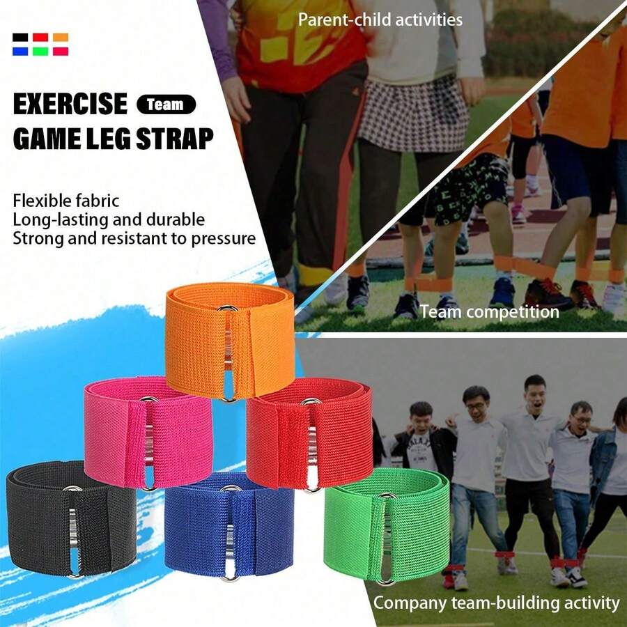 2-4-6 Pcs Adjustable Elastic Leg Bands, Durable Elastic Straps Suitable For Outdoor Activities, Team Building Events, Family Sports Competitions, Equipped With Elastic Hooks, Perfect For Christmas And Easter - Multicolor - View 1