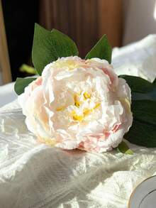 1PC 19-Inch Artificial Peony Flower Bouquet, Burnt Edge 2-Head Peony Artificial Flower, Maintenance-Free Fake Lotus Flowers, For DIY Bridal Bouquet Wedding Centerpiece Party Home Decor, Indoor Outdoor Spring Summer Decor Use, Valentine's Day Mother's Day Gift - Multicolor - View 4