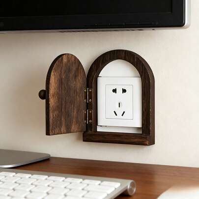 1Pc Handmade Wooden Electrical Outlet Cover (Non-Electrical Use), Natural Wood Wall Socket Decorative Protector, Dustproof & Stain Resistant Wall Plate, Perfect For Living Room, Bedroom, Game Room, Hotel, Homestay & Kitchen Wall Decor, Elegant Home Decoration Accessory To Enhance Space Aesthetics, Ideal Gift For All Holidays & Housewarming Present