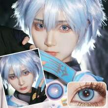 Lalens哥特黑美瞳，万圣节服装，紫色美瞳，角色扮演，网状黑白绿变装美瞳，眼妆，万圣节角色扮演及化妆配件，白色美瞳，红黑美瞳，动漫彩色美瞳（粉色瞳孔），派对美瞳，年抛型美瞳，放大边缘彩色美瞳，巩膜闪粉，圣诞节 - Magic Pop Blue - 查看 2