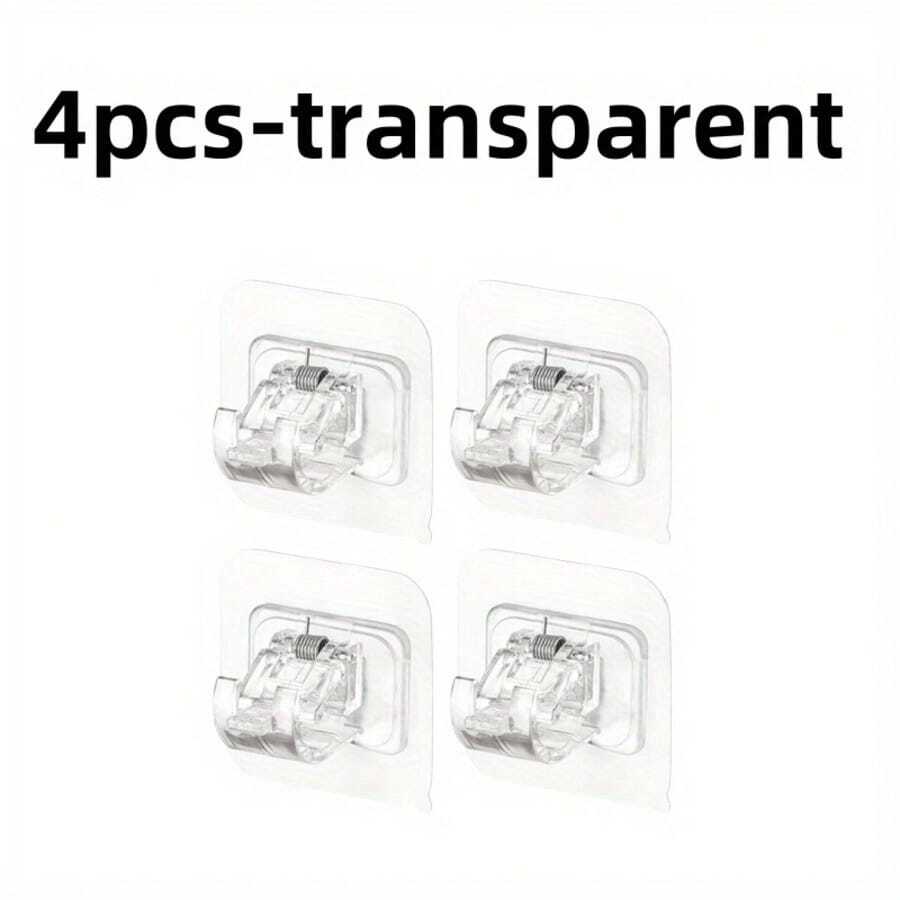 2/4pcs Easy Install Window Curtain Rod Brackets - Self-Adhesive, No Drill Wall Mounting Brackets, Suitable For Home And Hotel