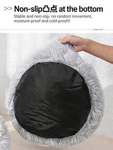 1 Fluffy Round Pet Bed, Fluffy Soft Cat Bed, Donut Pet Mat, Winter Two-In-One Cat Bed, Warm Sleeping Bag Sofa Cushion - Coffee Brown - View 8