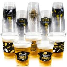 DBlack And Gold Graduation Decorations 2026 Party Cups - 50pcs 12 Oz Black Gold Disposable Graduation Plastic Cups For Drinks Class Of 2026 Grad Party Plies - 50 Black Cups - View 7