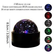 1pc 3D Rotating Star & Moon Projection Night Light, USB Powered/Portable Design, 12 Color Modes, Suitable For Bedroom Decor, Party Atmosphere, Outdoor Stage Projection, Party Planning, Holiday Gift - Multi-color light - View 10