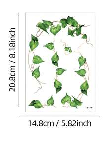 3pcs Set Of Large, Fresh-Looking Green Leaf And Vine Plant Temporary Tattoos For Women, Long-Lasting Arm Tattoos, Body Stickers For Face, Arm, Chest, Waist, Abdomen, Legs, Fake Tattoos - Green - View 9