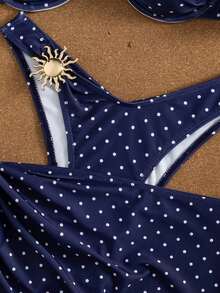 3-Piece Solid Color Tankini Swimwear Set, Wide Strap Design With Underwire For Comfortable Support, Fashionable Beach Style, Perfect For Summer Beach & Pool Parties Vacation White - 藍白色 - 查看 7
