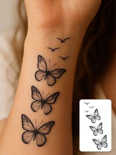 1pc Fashionable Waterproof Delicate Butterfly Tattoo Sticker, Niche Realistic Bird Element Temporary Tattoo, Durable For People