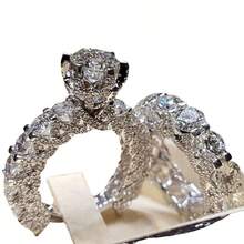 A Set Of 2 Couple Rings, Complete Design, Luxurious And Elegant Engagement Rings, High-End Fashion Rings For Women. - Silvery - View 2