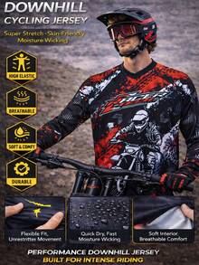 Maglia da motocross da uomo a maniche lunghe, traspirante, per mountain bike e sport - Multicolore - Visualizzare 8