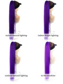 32 Inch Purple Ponytail Hair Extension, With Hair Clip Wig, Drawstring Wig, Soft And Natural Synthetic Wig, Suitable For Women To Wear - Multicolor - View 11