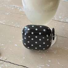 极简黑色波点吊坠耳机保护套,兼容 Pro 3、新款 Pro 2、可爱 Apple 4 极简 3,女士个性化半耳机保护套 - 黑色 - 查看 8