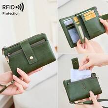 FOREVER MIYIN Cartera de mujer minimalista con bloqueo RFID de triple pliegue, cartera de embrague de gran capacidad con correa desmontable para la muñeca y múltiples ranuras para tarjetas y organizador de tarjetas con cremallera antirobos, cartera de mujer para estilo de negocios casual moderno, adecuada para mujeres trabajadoras de oficina, regalo para cumpleaños/Día del maestro/aniversario/Día de San Valentín - Multicolor - Ver 9