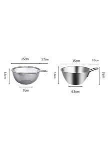 Stainless Steel Colander Set With Measuring Bowl, Mixing Bowl With Handle, Rice Washing Strainer - View 7
