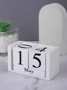 1pc Minimalist Pink & White Wooden Calendar, Desktop Decorative Crafts High-End Home Decoration Back To School,Back To School,School Supplies - 1pc/pink - View 7