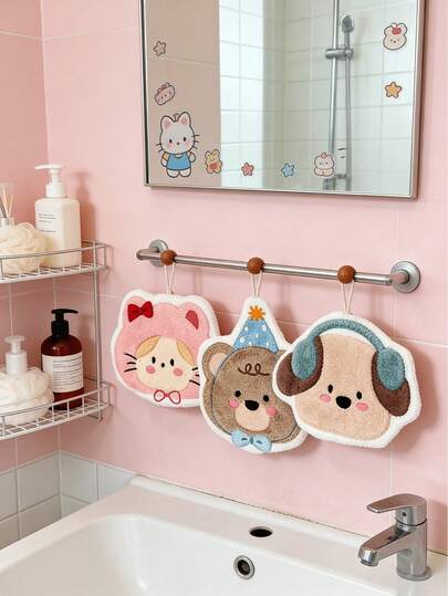 1pc Cartoon Animal Shaped Absorbent Towel, Strong Water Absorption, Hanging Style Suitable For Kitchen, Bathroom, Room Decor, Easy To Clean, Kitchen Towel, Bathroom Accessory (Actual Product Color May Slightly Differ From The Picture)