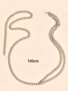1pc Fashionable Versatile Waist Chain, Minimalist Round Pendant Waist Belt - Disc - View 5