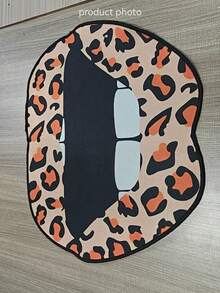 1pc Novelty Leopard Print Lip Crystal Velvet Decorative Carpet, Suitable For Living Room, Bedroom, Entryway, Kitchen, Bathroom, Study - Multicolor - View 4