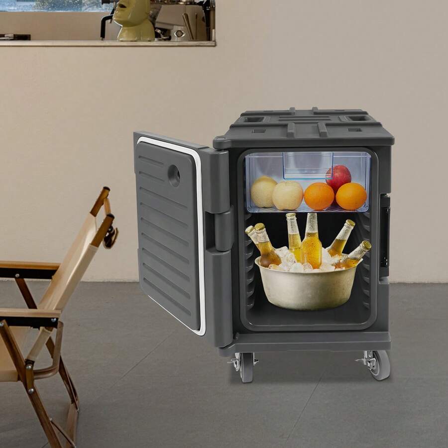 WANLECY Insulated Food Pan Carrier, 95 Qt Hot Box W/Handles & 4Wheels, Food Box Carrier Front Loading Food Warmer For Restaurant, Canteen, Outdoor Parties, Fishing, Camping - Dark Grey - View 1