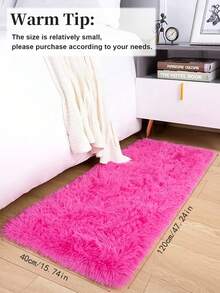 1入粉色地毯，家居室內裝飾用聚酯纖維蓬鬆地毯 - 玫紅色 - 查看 13