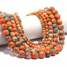 1pc 4-12mm Natural Orange-Blue Agate Beaded Bracelet, Rainbow Gradient Beads Suitable For Jewelry Making DIY - Orange Rain Stone - View 3