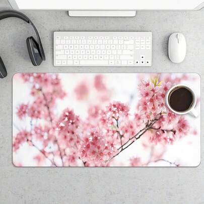 Pink Floral Large Mouse Pad, Extended Desk Mat, Non Slip Desk Mat, Waterproof Mouse Pad, Custom Mousepad, XL Gaming Mat