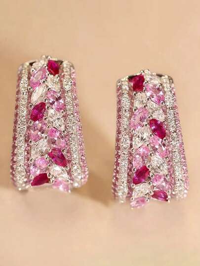 1 Pair Romantic Cubic Zirconia Drop Earrings For Women For Wedding Engagement Anniversary Party Jewelry Valentine's Day Gift