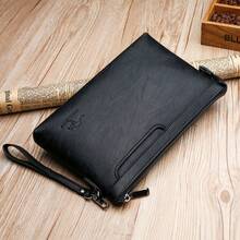 2026 New Solid Black PU Clutch Bag, Fashion Minimalist Business Men's Handbag Wristlet, Men's Phone Pouch, Square Wallet, Lightweight And Portable To Carry Phone, Cash, Cards, Suitable For Work Commute, Business Trip, Office Meetings, Essential For Businessman, Men's Accessory, Gift For Husband, Father, Holiday Gift - A - View 6