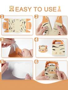 9个丛林动物主题带提手礼盒，迷你手持礼盒，丛林动物主题生日派对礼品袋，婴儿派对礼品包装用品，新生儿派对甜巧克力糖果袋，性别揭晓派对糖果袋，迎婴派对餐桌装饰，一周岁生日派对用品，生日派对装饰，生日装饰品，婴儿派对装饰，性别揭晓派对装饰，生日礼物，丛林主题派对装饰 - 動物貼紙 - 查看 9