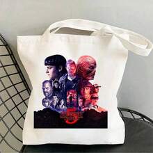 1个《怪奇物语》第五季最终版周边印花帆布包，手提单肩时尚学生帆布包，新年礼物，情人节礼物，复活节礼物[随机款式] - 彩色 - 查看 7