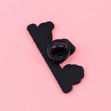 卡通动物猫浣熊水獭珐琅徽章趣味语录胸针翻领别针徽章背包服装配饰时尚珠宝朋友礼物 - 黑色 - 查看 7