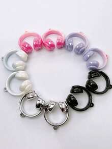 4pcs/Set Random Style Acrylic Pendant Accessories, Gradient Earphone Pendant Hole Accessories, DIY Keychain Material Pack, Pendant Bead Decor, Holiday Gift - Multicolor - View 2