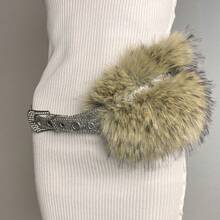 A Rhinestone And Fur Patchwork Belt, Shiny Fur Belt, New Y2K Versatile Pin Buckle Eyelet Spicy Girl Belt - Mẫu 5 - Xem 2