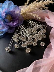 10个装女士U型水钻发夹，发饰 - 彩色 - 查看 3