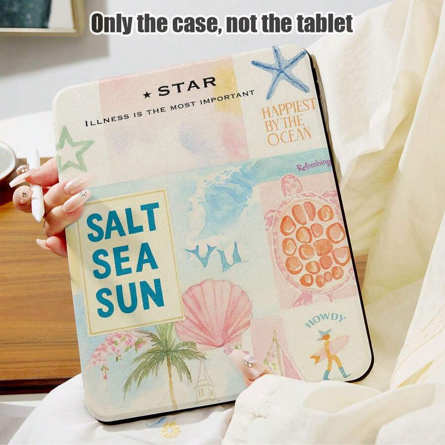 1个海星、乌龟、贝壳、棕榈树图案PU皮革翻盖保护套，带360度旋转支架和笔槽，兼容三星A9/A9+/S9/S9FE/A11/A11+/S11/S10 FE/S10 FE+/S10 Lite、A16 2025、Air 11/13、M3 2025、Mini 7 A17、Pro 2024、Air 11/13、M2 2024、Pro 11/13、M4 2024、Pro 12.9、7/8/9代、10.2、10代、10.9、Air 4/5/6/7/8、10.9、Pro 11、4/5/6代、Mini 6、SE 11、荣耀、Matepad SE 11。 - 彩色 - 查看 1