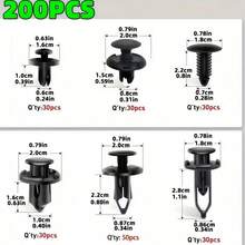 200pcs Automotive Fastener Clip Set, 6 Styles, Multi-Scenario Universal, Car Repair Replacement Fixing Clamps - 200pcs Mixed Car Fasteners - View 3