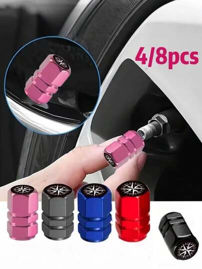 4pcs Of Hexagonal Metal Tire Valve Caps, Waterproof, Dustproof, And Corrosion-Resistant, Suitable For Cars, Trucks, Motorcycles, Suvs, And Bicycles